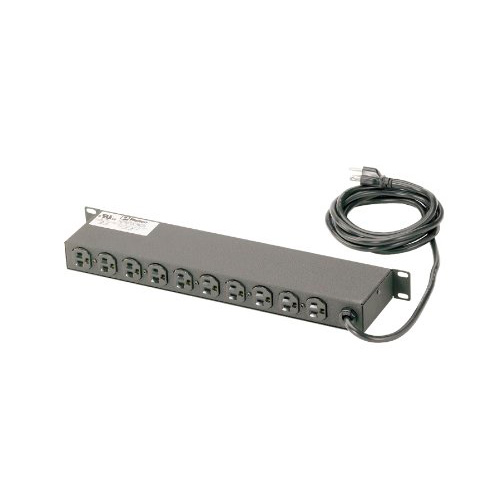 PANDUIT Regleta de alimentación horizontal, 20 A, 10 receptáculos NEMA 5-20R, NEMA 5-20P con monitor, - CMRPSH20CM