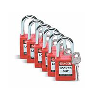 Candados de bloqueo Brady, 1.5"  color rojo.  6 piezas