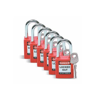 Candados de bloqueo Brady, 1.5"  color rojo.  6 piezas