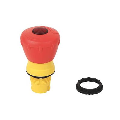 Botón pulsador Rockwell 800F, 22 mm, tipo hongo rojo, Twist To Release, iluminado, E-Stop - 800FP-LMT44