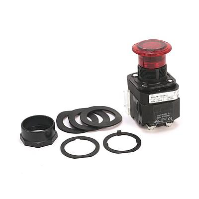 30.5mm Type 4/4X/13 2 Pos. PB-Illum., Push-Pull/Twist, Red, Mushrm Hd, LED, 12-130V AC/DC, 1 NCLB-1 NO