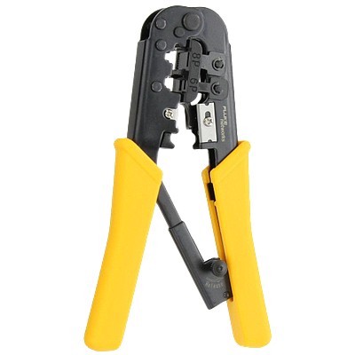 FLUKE NETWORKS Herramienta crimpadora modular, Con cortador y pela cables, Amarillo - 11212530