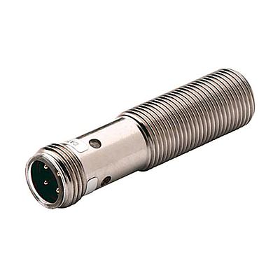 Proximity Sensor, 3-Wire DC, Short Barrel, 12mm Diameter, Chrome Plated Brass Barrel, Short, 4mm Sensing Distance, Unshielded, N.O., Source (PNP) Output, Micro QD (DC)