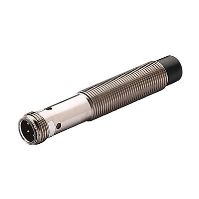 Proximity Sensor, 3-Wire DC Extended Range Standard Barrel, 18mm Diameter, Chrome Plated Brass Barrel, Standard, 8mm Sensing Distance, Shielded, N.O., Source (PNP) Output, Micro QD (DC)