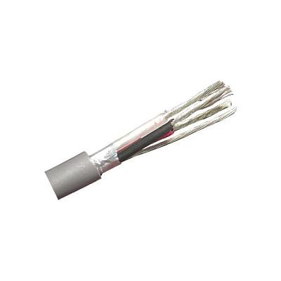 Cable control cobre estañado 3 x 18AWG, Aislamiento polietileno, blindaje con cinta aluminio al 100% e hilo de dren 20AWG, cubierta de PVC color Cromo, 300V, 60°C - BELDEN