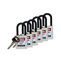 SAFETY LOCK, 1.5&quot; KA WHT, NYLN SHKL, 6PK