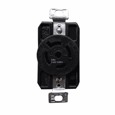 EATON Receptáculo Sencillo "Hart-Lock"Media Vuelta,  4P5H, 20A 3Øy 120/208Vca Nema, Grado Industrial, Color Negro - AHL2120R