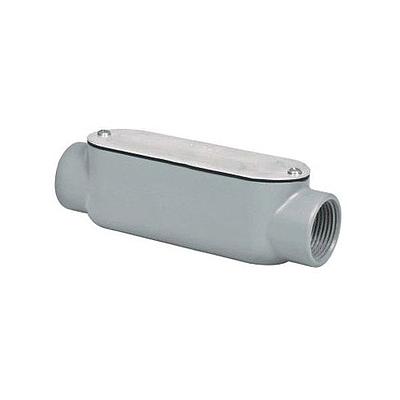Condulet® Caja Registro Ovalada Serie 7  Forma"C" en aluminio libre de cobre con pintura gris epóxica electroestática,  Entrada 3/4" NPT,  con tapa de acero galvanizado y empaque integrado. Aplicación