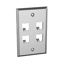 Faceplate, 4 Port, Single Gang, Stainles