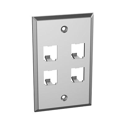 Faceplate, 4 Port, Single Gang, Stainles