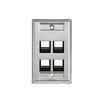 BELDEN Placa frontal / faceplate metálica KeyConnect de acero inoxidable de 4 puertos - AX104232