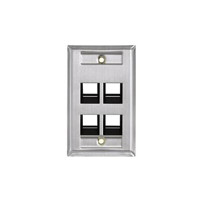 BELDEN Placa frontal / faceplate metálica KeyConnect de acero inoxidable de 4 puertos - AX104232