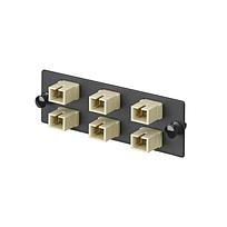 PANDUIT Panel de adaptadores de fibra SC OM2 cargado con seis adaptadores de fibra óptica SC multimodo simplex con mangas de bronce fosfórico, negro. - FAP6WBLSC