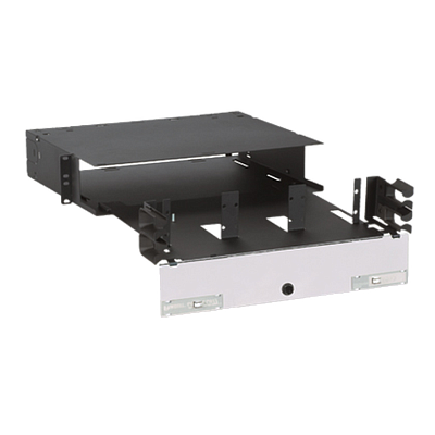 PANDUIT Caja de montaje en rack de fibra, Control integral del radio de curvatura, Acero, Negro - FRME2U