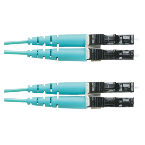 PANDUIT Cable de conexión de 2 fibras, OM3, LC dúplex a LC dúplex, clasificación OFNR, 12M, Aqua - FX2ERLNLNSNM012