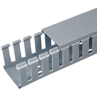 PANDUIT Conducto de cableado en ranuras anchas, Tipo G, PVC, Gris claro - G2.5X3LG6