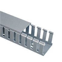 PANDUIT Ducto para cables de ranura delgada, Tipo G, con tapa tipo C, PVC, Gris - GC2X4LG2