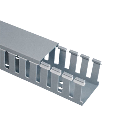 PANDUIT Ducto para cables de ranura delgada, Tipo G, con tapa tipo C, PVC, Gris - GC2X4LG2