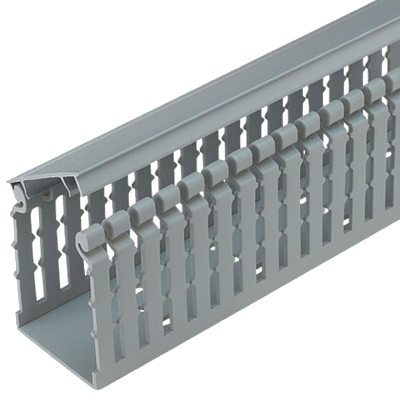 PANDUIT Ducto tipo HN de ranuras estrechas con cubierta abatible, PVC, Gris claro - HN1.5X3LG6
