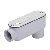 Condulet® Caja Registro Ovalada Serie 7  Forma"LB" en aluminio libre de cobre con pintura gris epóxica electroestática,  Entrada 2-1/2" NPT,  con tapa de acero galvanizado y empaque integrado.