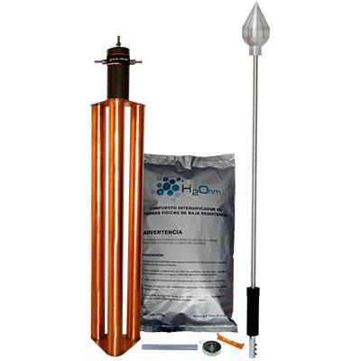 Punta Pararrayos, 80 metros de Diámetro, Protección con Electrodo y Mejorador de Terreno - KDALU