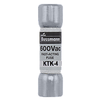 BUSSMANN Fusible pequeño KTK, 4A, 600V, Acción rápida - KTK-4