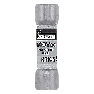 BUSSMANN Fusible pequeño KTK, 5A, 600V, Acción rápida - KTK-5