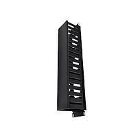 LACES Organizador de cables, Horizontal, 1UR, PVC, Negro - LAOHRS1