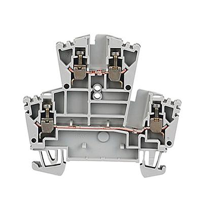 Terminal Block, Screw Connection, Feed Through, Two Level - Two Circuit, 5.1 x 69 x 55.5mm (0.20 x 2.72 x 2.19 in), 1 Pole, Blue, VOLTAGE RATING UR - 600V AC/DC, CSA - 300V AC