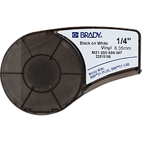 BRADY Etiquetas de vinilo de 1/4", Para interiores/exteriores, Cartucho - M21-250-595-WT