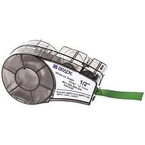 Cinta de etiquetas de vinilo con adhesivo permanente Brady 0.5", blanco sobre verde - M21-500-595-GN