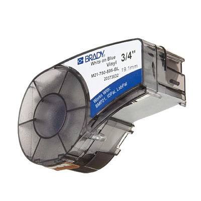 BRADY Etiquetas de vinilo para interiores/exteriores, Serie BMP21 Plus, Cartucho, Azul - M21-750-595-BL