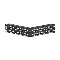 NETKEY Panel de distribución modular keystone, en ángulo con montaje al ras, 48 puertos, negro - NKPPA48FMY