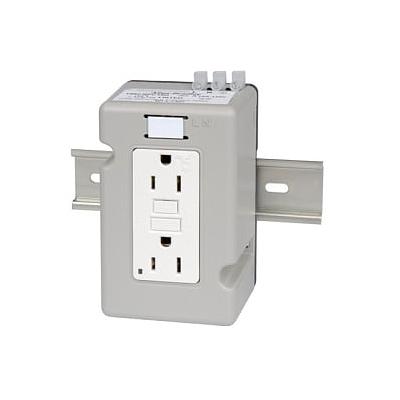 IEC GFCI Rcpt, 15A, Din Rail Mtg