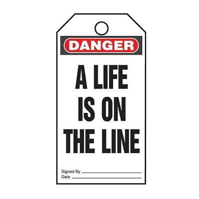 Spanish Plastic Tag, 'Peligro Una Vida E