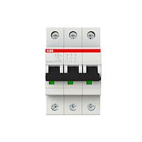 ABB-S203K63 — Interruptor Termomagnético Miniatura 3P 63 A Curva K para Riel DIN