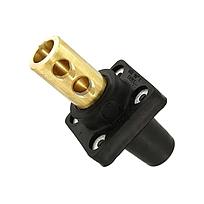 FEMALE SERIES 16 TAPER NOSE PANEL MOUNT RECEPTACLE WITH 3/4&quot; THREADED STUD (BLACK)