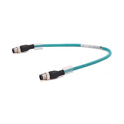 1585 Ethernet Cables Cat5e, 100BASE-TX, 100 Mbit/s, 4 Conductors, M12, Straight Male, Standard, M12, Straight Male, Teal Robotic TPE, 4 Conductor, Teal TPE, Flex Rated