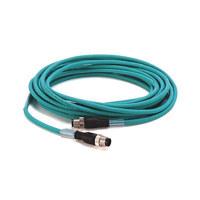 1585 Ethernet Cables Cat5e, 100BASE-TX, 100 Mbit/s, 4 Conductors, M12, Straight Male, Standard, M12, Straight Male, Teal Robotic TPE, 4 Conductor, Teal TPE, Flex Rated