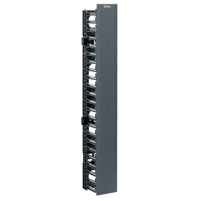 PANDUIT Organizador de cables vertical, control de radio de curvatura, De una cara, ABS, 45 RU, Negro - WMPVF45E
