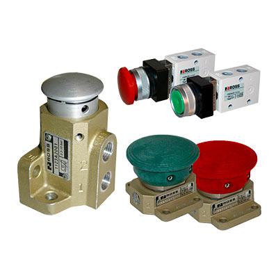 Ross Controls Botón Pulsador 1223B2003, Rojo, 12 Series, 1/4" NPT