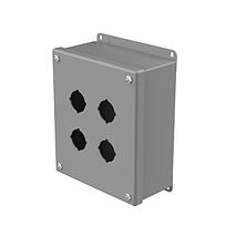 Pushbutton Square Enclosures Type 12, 4PBx30.5mm, Gray, Steel