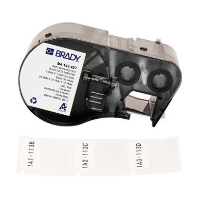 Etiquetas envolventes autolaminables de vinilo con cinta de impresión para las impresoras BMP41 BMP51 M511 - 1.25&quot; x 1&quot;, Blanco