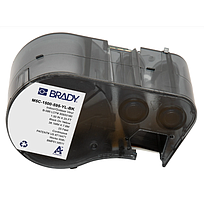 Etiquetas de vinilo con adhesivo permanente para todo tipo de clima para las impresoras BMP51 M511 - 1.5&quot;, Negro sobre amarillo