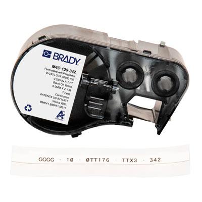 Etiquetas termocontráctiles PermaSleeve con cinta de impresión para las impresoras BMP41 BMP51 M511 - 0.125" Diá., Blanco