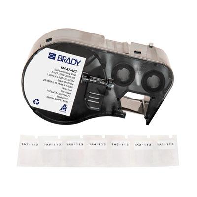 Etiquetas envolventes autolaminables de vinilo con cinta de impresión para las impresoras BMP41 BMP51 M511 - 1" x 0.5", Blanco