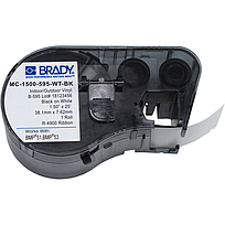 Etiquetas de vinilo con adhesivo permanente para todo tipo de clima para las impresoras BMP51 M511 - 1.5", Negro sobre blanco