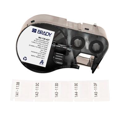 Etiquetas envolventes autolaminables de vinilo con cinta de impresión para las impresoras BMP41 BMP51 M511 - 0.75" x 1", Blanco