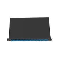 NetKey Cajón de fibra óptica,1 U, 12 adaptadores dúplex SC aqua para fibras multimodo OM3/OM4, ideal para centros de datos y redes de alto rendimiento.