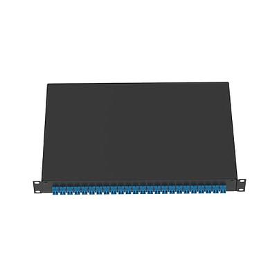 NetKey Cajón de fibra óptica,1 U, 12 adaptadores dúplex SC aqua para fibras multimodo OM3/OM4, ideal para centros de datos y redes de alto rendimiento.